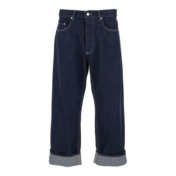 Icon Denim Men 'Ross' Blue 5-Pocket Jeans With Logo Patch In Cotton Denim Man